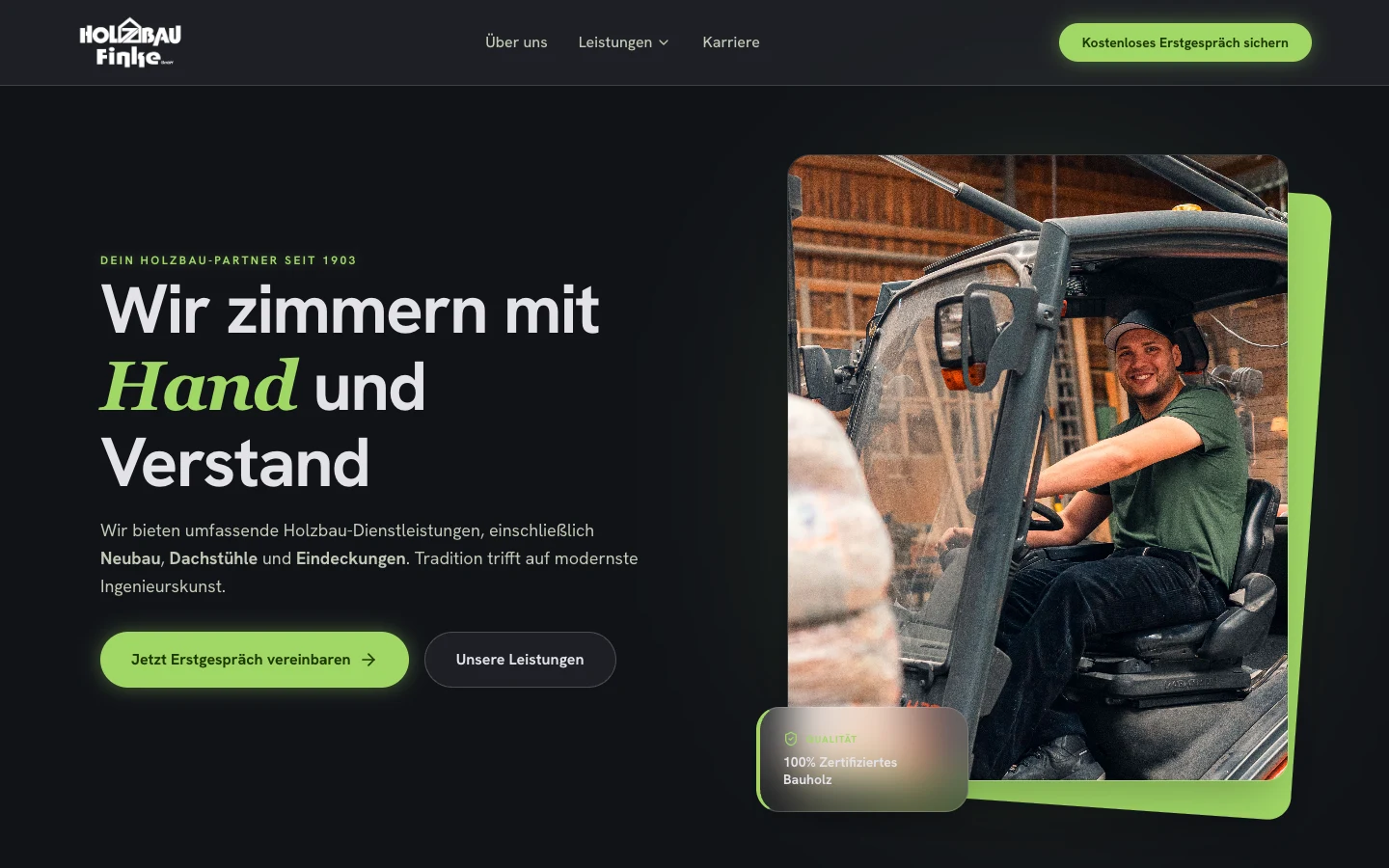 Holzbau Finke Website-Vorschau